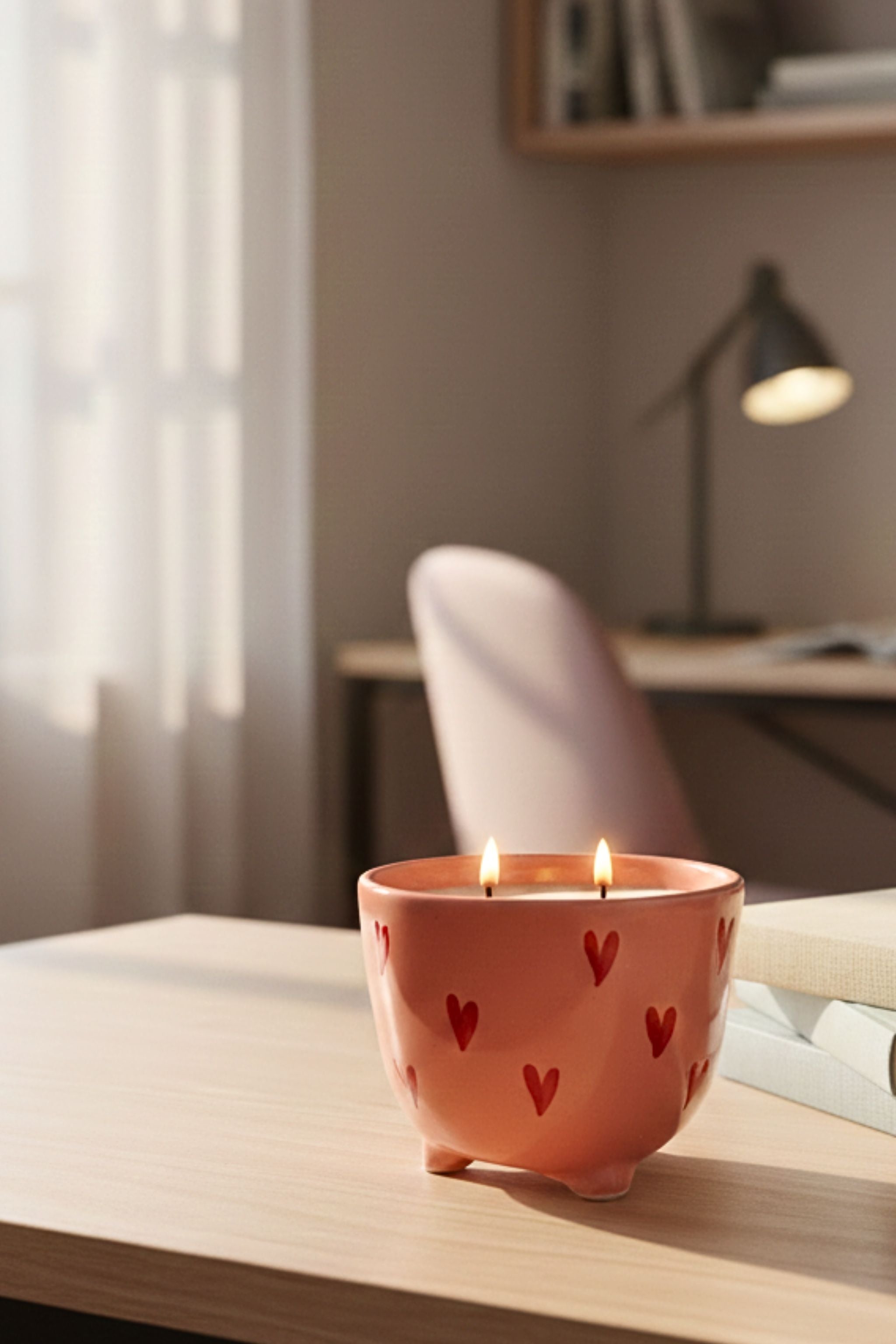 Peony Blush | Ceramic footed bowl |Scented candle