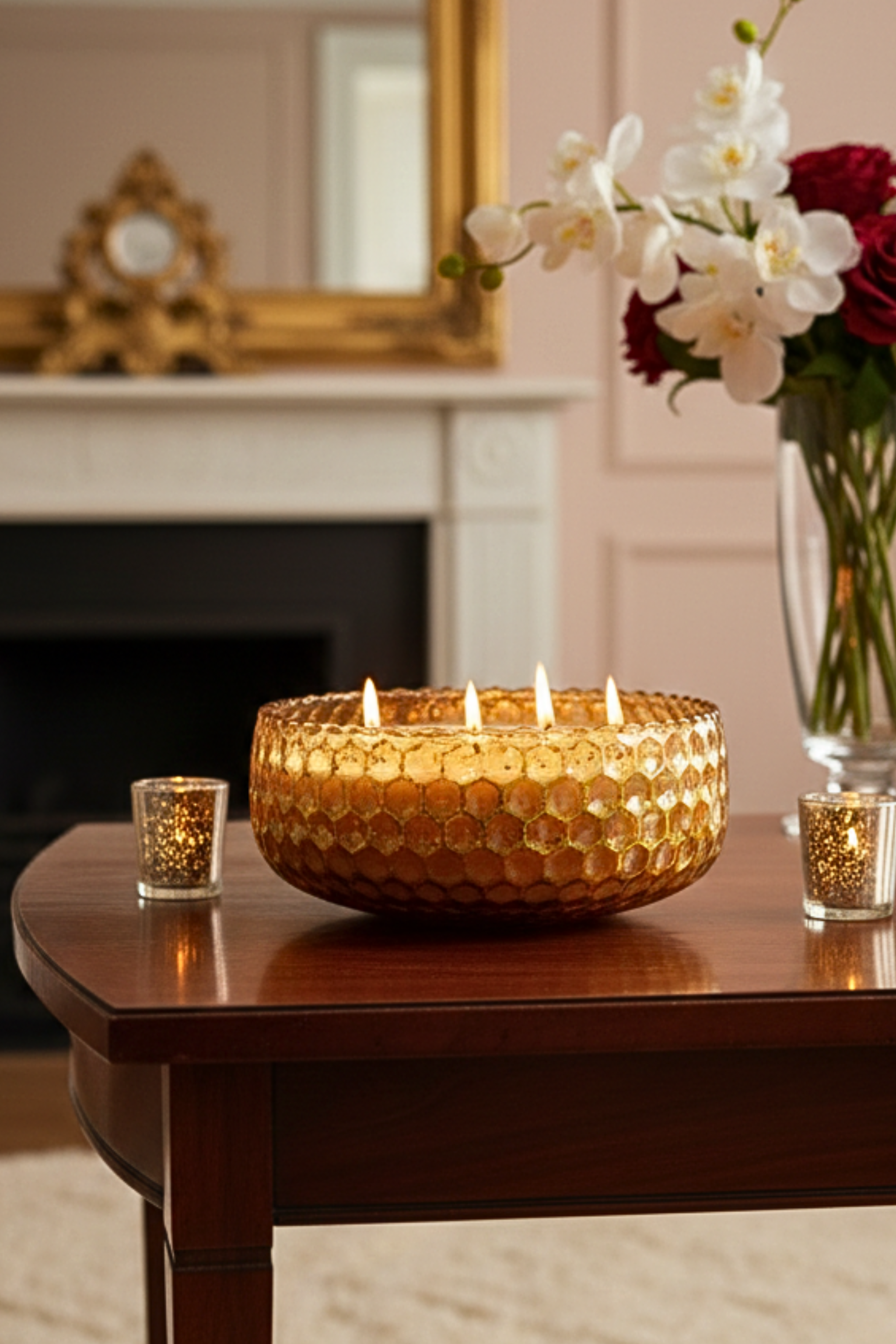 Honey Comb Gold foiled flat bowl