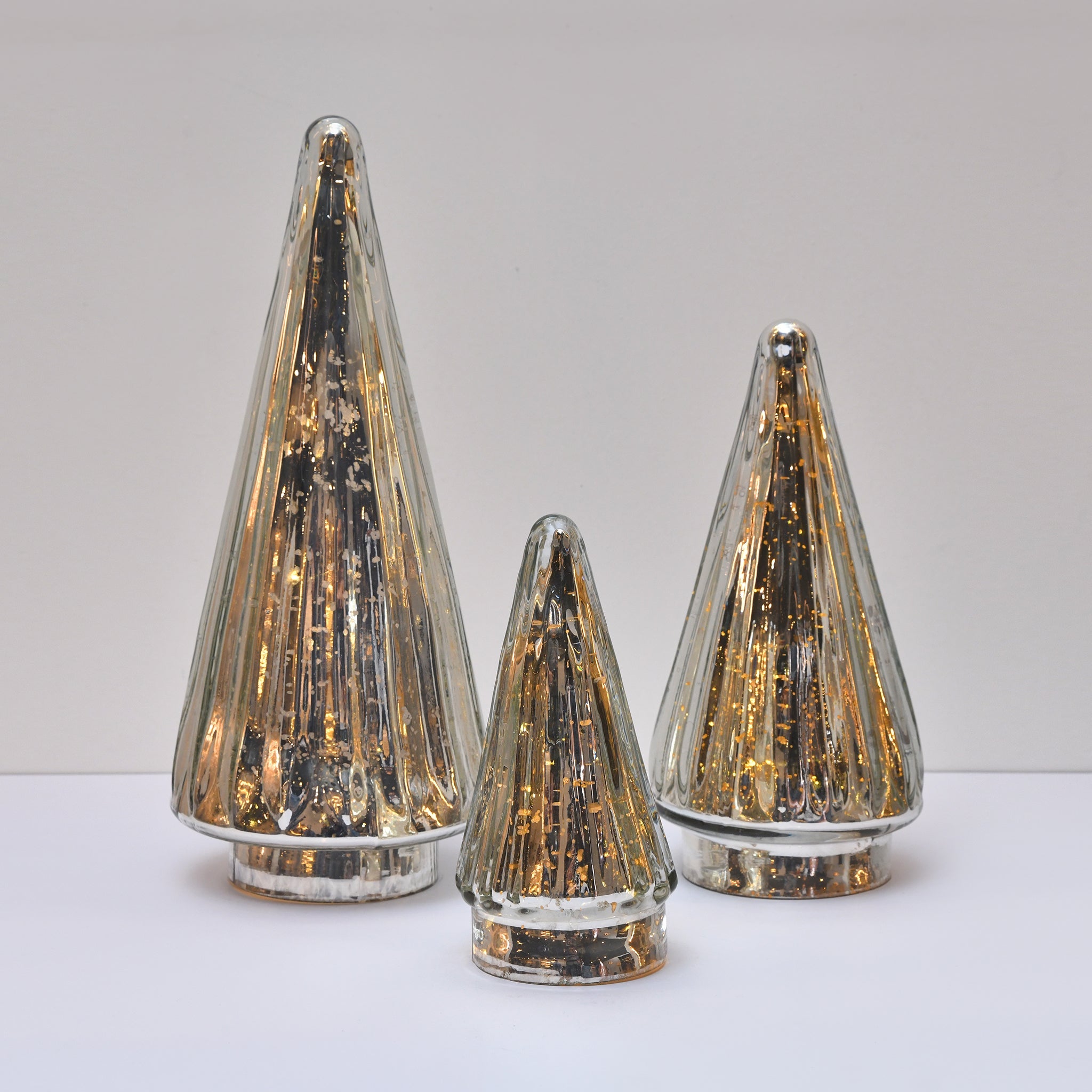 SET of 3 Christmas tree LED Lamp | Silver